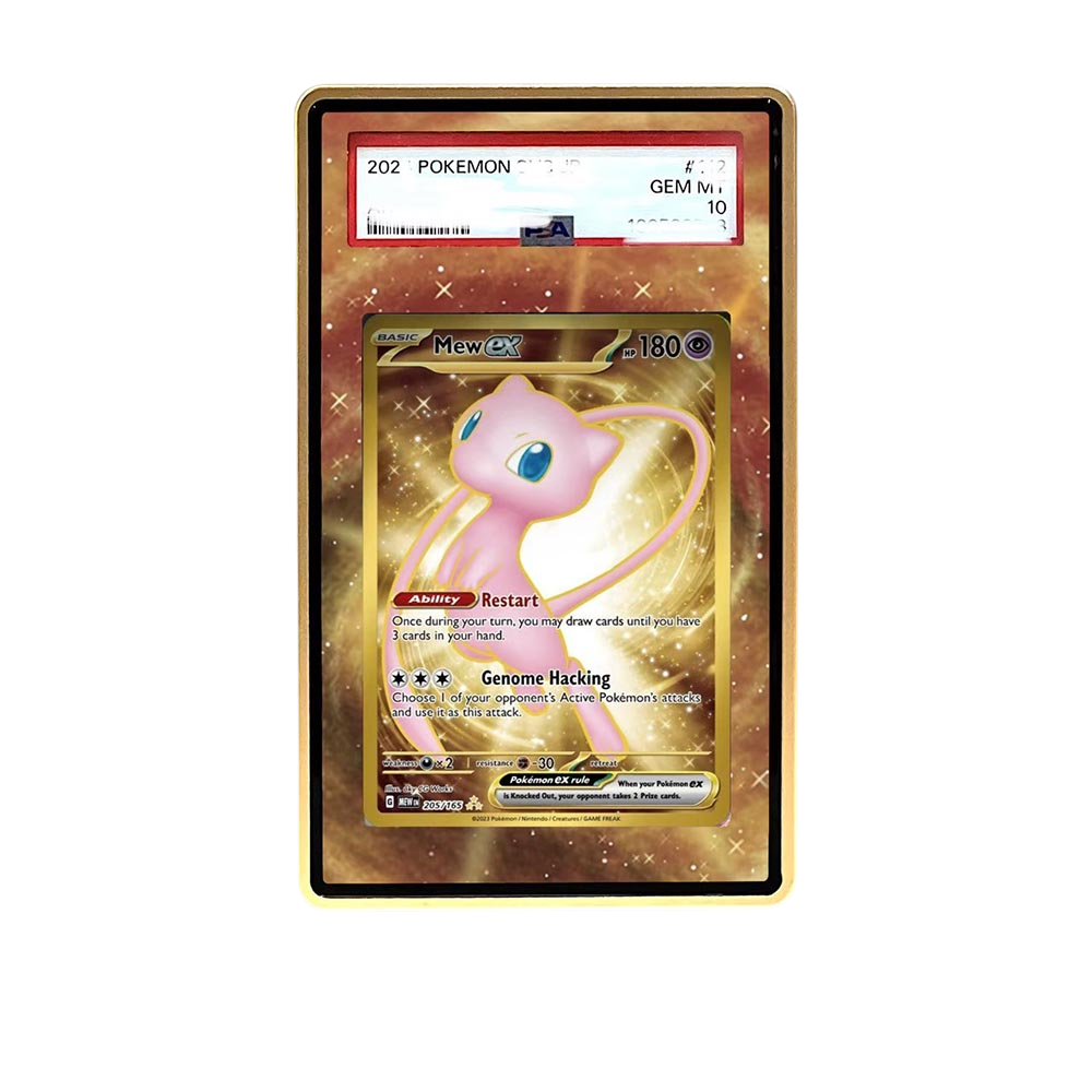 151 Mew UR card shown in a KAMI KAMI single graded card case with UV-printed original art