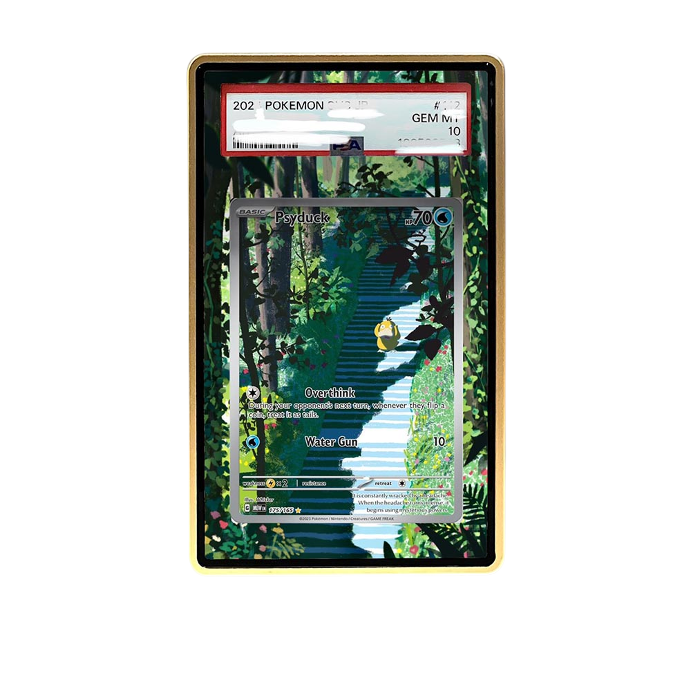 151psyduck AR card shown in a KAMI KAMI single graded card case with UV-printed original art