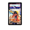 Carmine card shown in a KAMI KAMI single graded card case with UV-printed original art