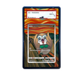 Munch Rowlet card shown in a KAMI KAMI single graded card case with UV-printed original art