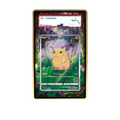 Pikachu 25th 001 card shown in a KAMI KAMI single graded card case with UV-printed original art