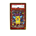 Pikachu Charizard X card shown in a KAMI KAMI single graded card case with UV-printed original art