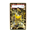 Pikachu Thumder card shown in a KAMI KAMI single graded card case with UV-printed original art